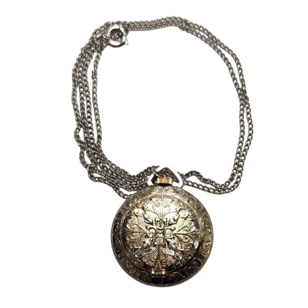 Lucerne Vintage Swiss Made Pendant Pocket Watch With 12" Chain Pre-owned